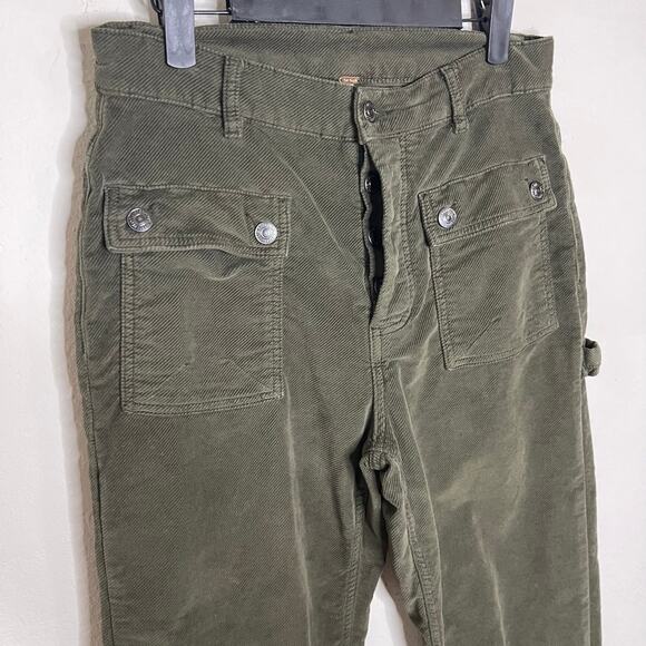Free People Kyo Pants Corduroy Button Fly Olive Green - Size 4 - Picture 5 of 8